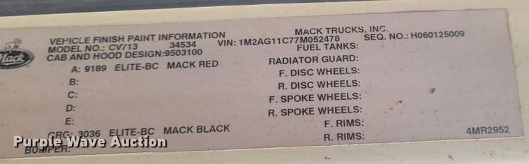 image for item FC9044 2007 Mack CV713  winch truck