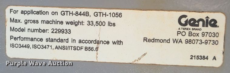 image for item IC9969 2012 Genie GTH1056  telehandler