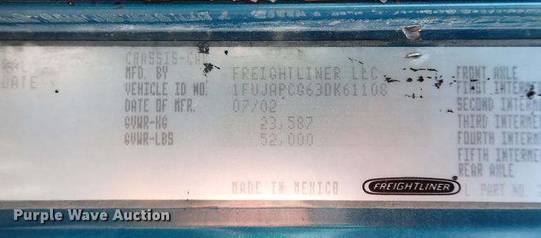 image for item IN9598 2003 Freightliner FLD  dump truck