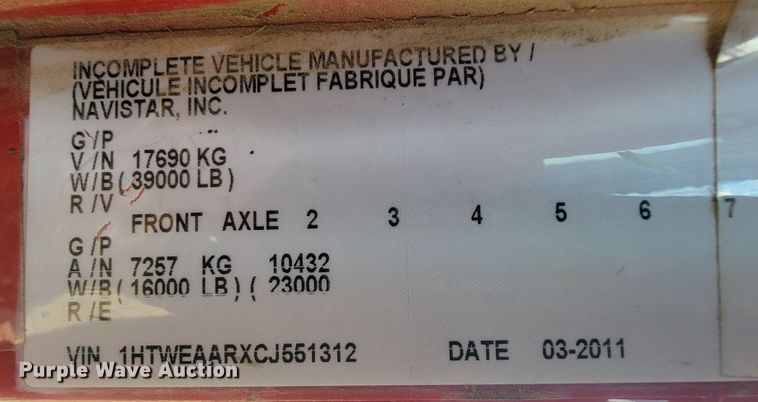 image for item KD9491 2012 International 7400  digger derrick truck