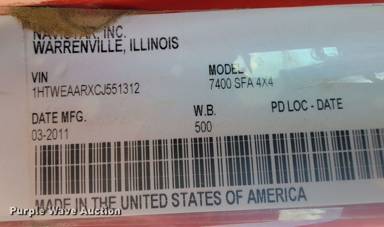 image for item KD9491 2012 International 7400  digger derrick truck