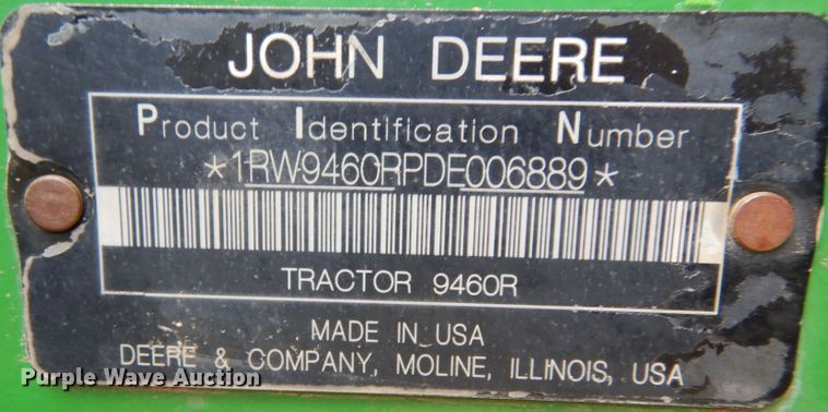 image for item KI9663 2013 John Deere 9460R Scraper Special  4WD tractor