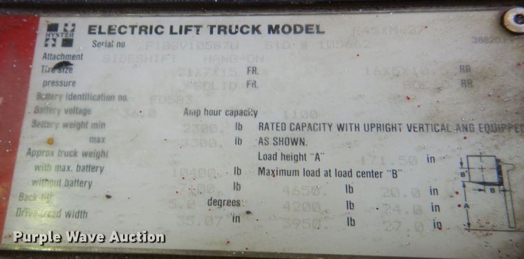 image for item KX9429 Hyster E45XM-27  forklift