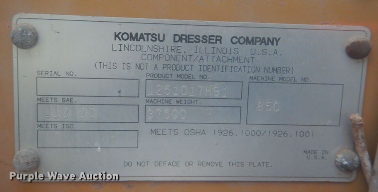 image for item DJ0553 1991 Dresser 850  motor grader