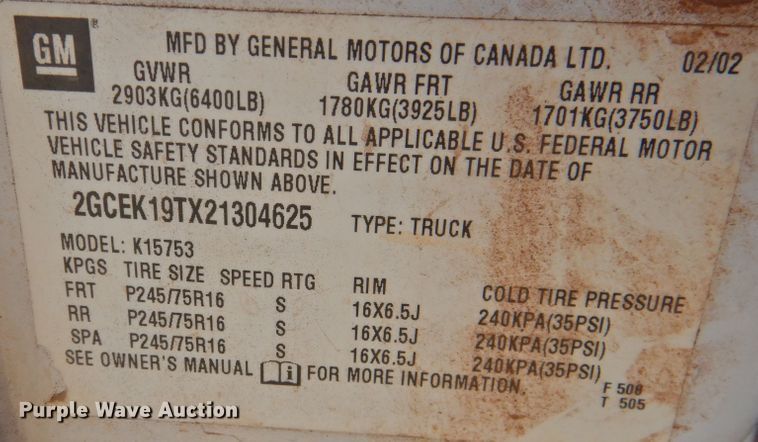 image for item DK2439 2002 Chevrolet Silverado 1500  Ext. Cab pickup truck