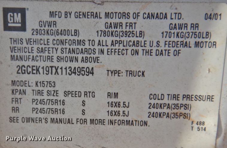 image for item DK2440 2001 Chevrolet Silverado 1500  Ext. Cab pickup truck