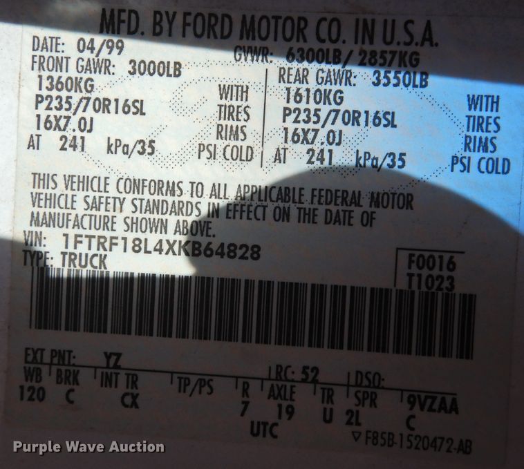 image for item DK2441 1999 Ford F150  pickup truck