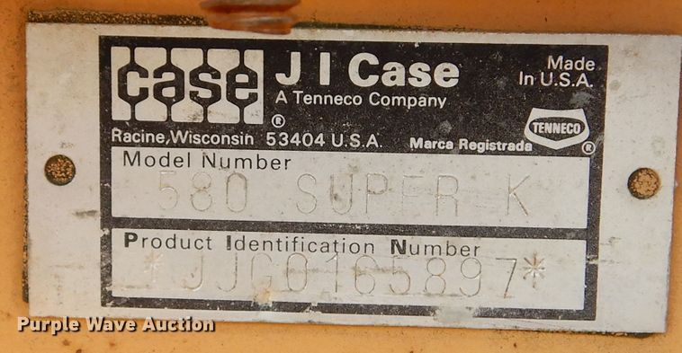 image for item DL6309 1992 Case 580 Super K  backhoe