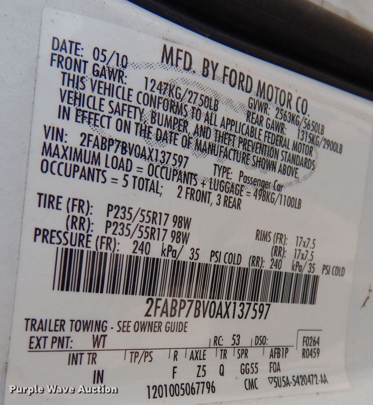 image for item DM1492 2010 Ford Crown Victoria Police Interceptor