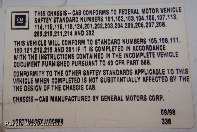 image for item DM6409 1999 Chevrolet C7500  dump truck