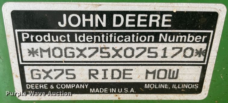 image for item GG9488 John Deere GX75  lawn mower