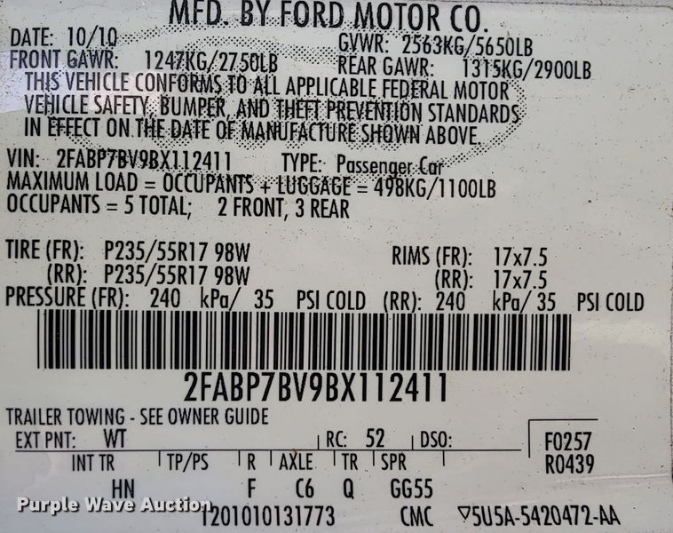 image for item IE9258 2011 Ford Crown Victoria Police Interceptor