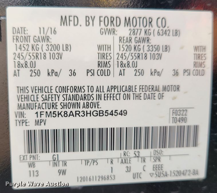 image for item IU9260 2017 Ford Explorer Police Interceptor  SUV