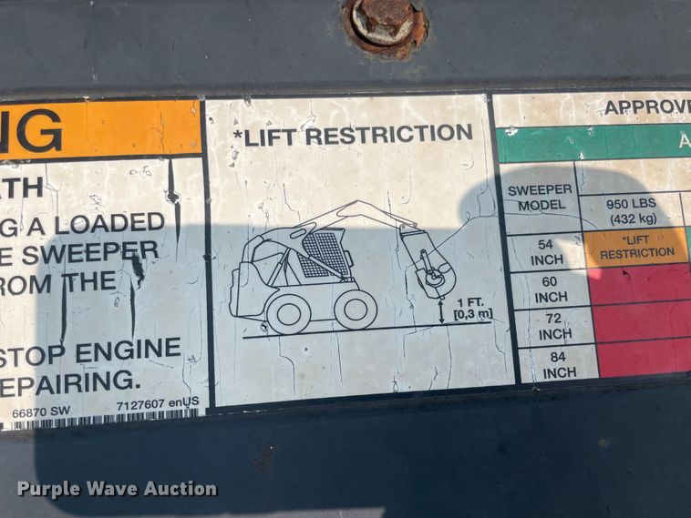 image for item JQ9679 Bobcat 84  7'W skid steer sweeper