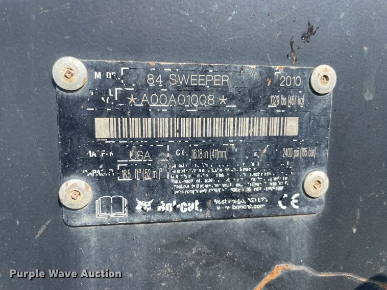 image for item JQ9679 Bobcat 84  7'W skid steer sweeper