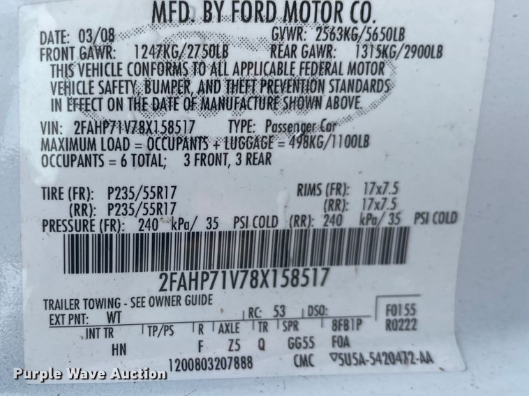 image for item JQ9688 2008 Ford Crown Victoria Police Interceptor