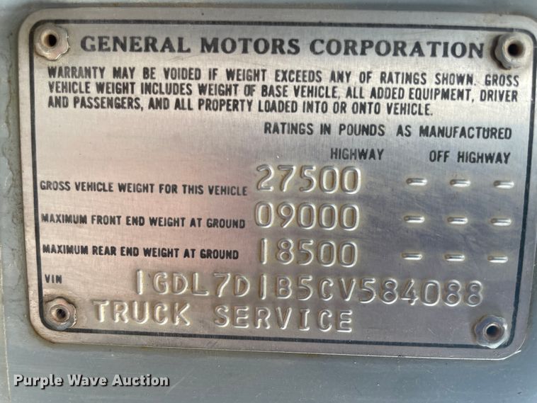 image for item JQ9689 1982 GMC C6000  crane truck