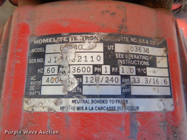 image for item JT9581 Homelite 4400  generator