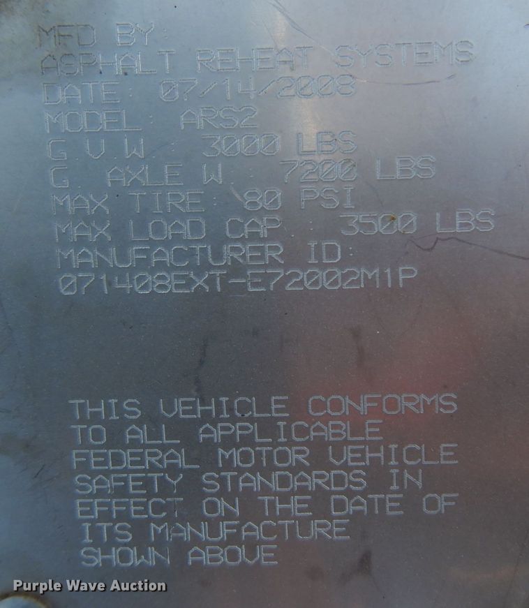 image for item JZ9867 2008 Asphalt Reheat System ARS2  asphalt recycler