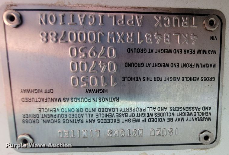 image for item KD9495 1998 Isuzu NPR  box truck