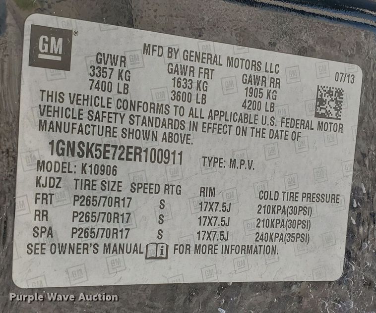 image for item KK9200 2014 Chevrolet Suburban 1500  SUV