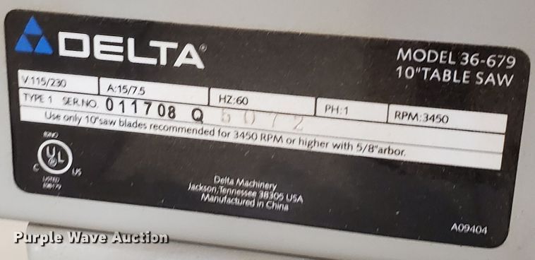 image for item KK9280 Delta 36-679  table saw