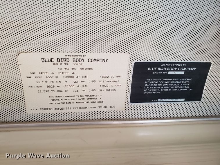 image for item KK9287 2008 Blue Bird Vision  school bus