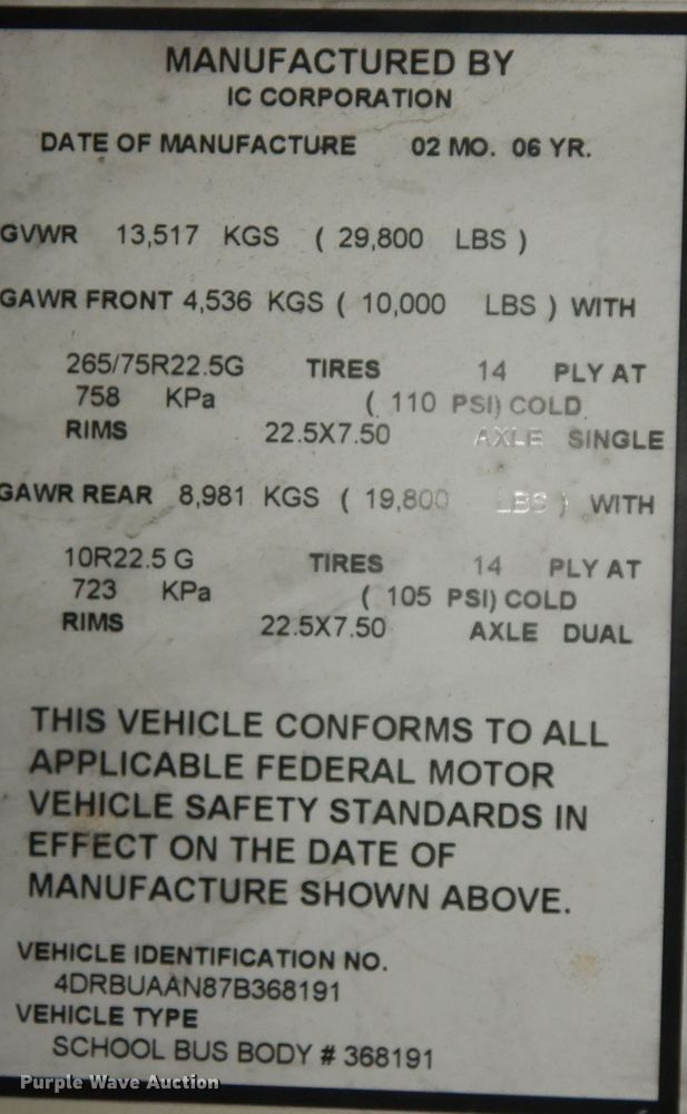 image for item KU9154 2007 International 3000  school bus