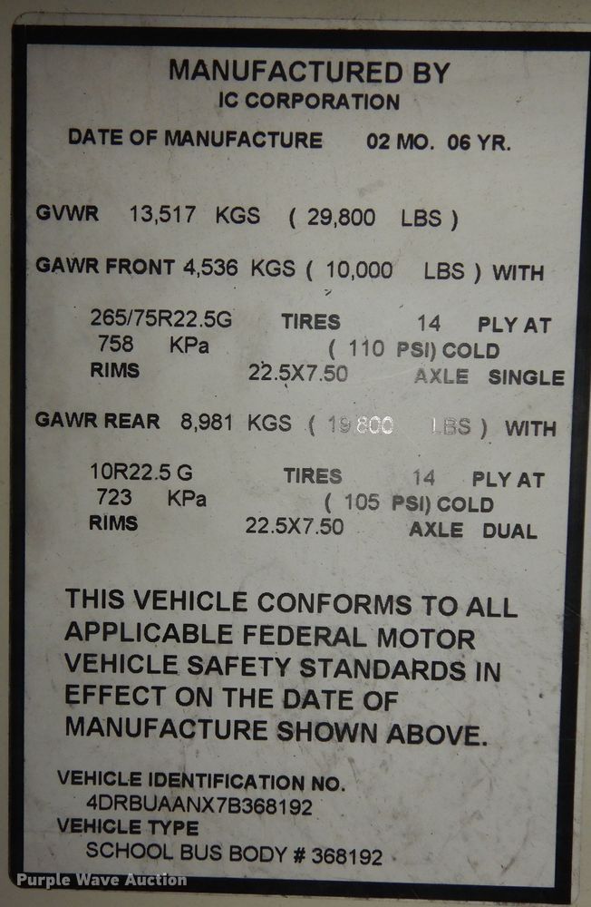 image for item KU9155 2007 International 3000  school bus