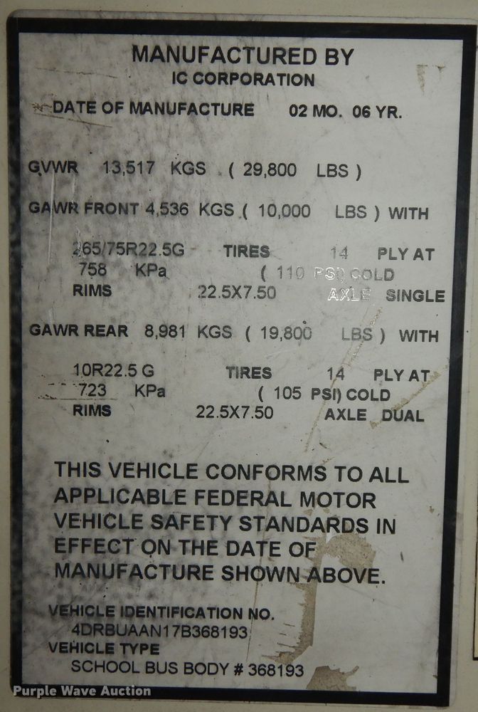 image for item KU9156 2007 International 3000  school bus
