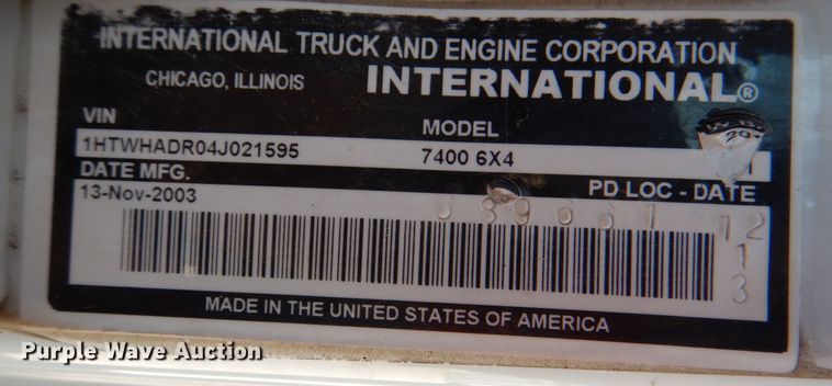 image for item KV9463 2004 International 7400  dump truck