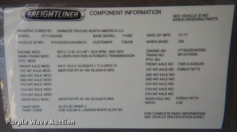image for item KV9465 2018 Freightliner 114SD  roll-off container truck