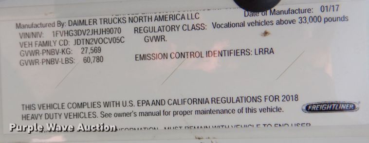 image for item KV9465 2018 Freightliner 114SD  roll-off container truck