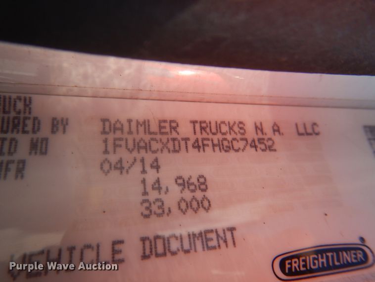 image for item KX9433 2015 Freightliner Business Class M2  street sweeper truck