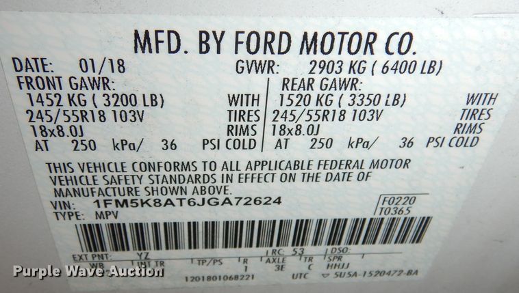 image for item DG0895 2018 Ford Explorer Police Interceptor  SUV