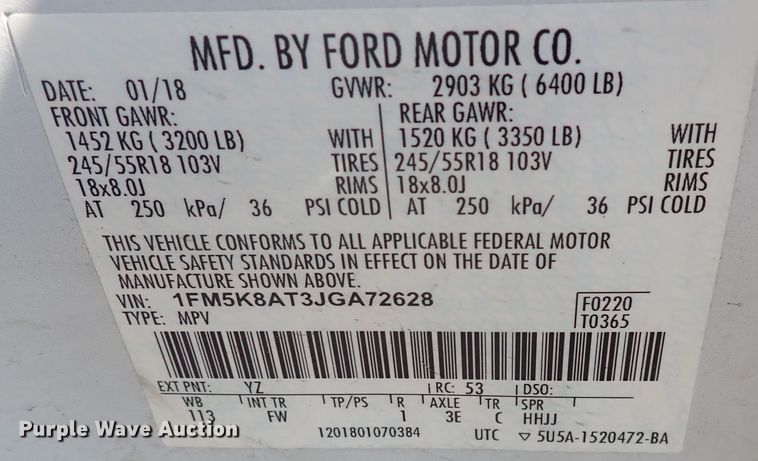 image for item DN2020 2018 Ford Explorer Police Interceptor  SUV