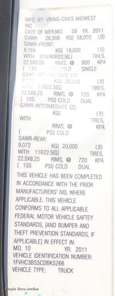 image for item DN2025 2012 Freightliner Business Class M2  dump truck