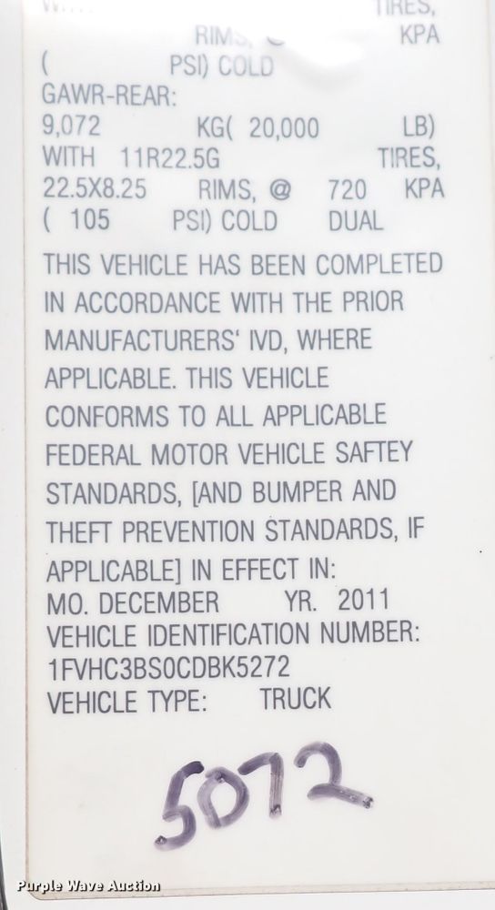 image for item DN2026 2012 Freightliner M2 106  dump truck