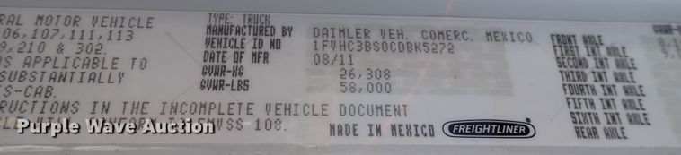 image for item DN2026 2012 Freightliner M2 106  dump truck