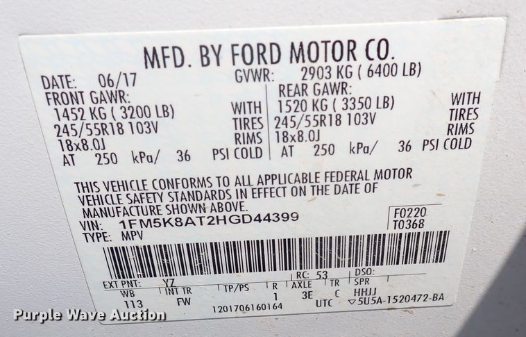 image for item DN2027 2017 Ford Explorer Police Interceptor  SUV