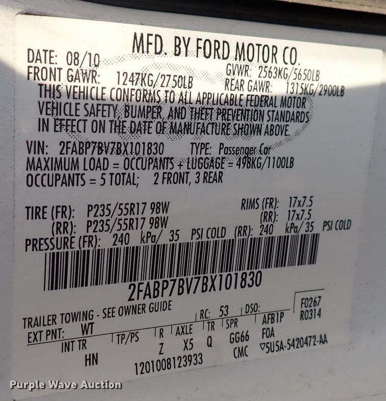 image for item DN2029 2011 Ford Crown Victoria Police Interceptor