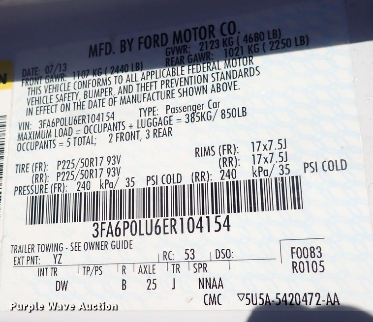 image for item DN2036 2014 Ford Fusion Hybrid