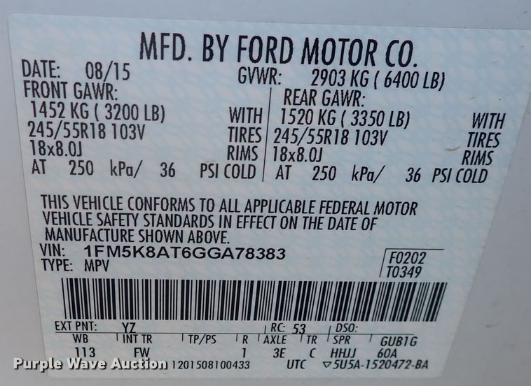 image for item DN2037 2016 Ford Explorer Police Interceptor  SUV