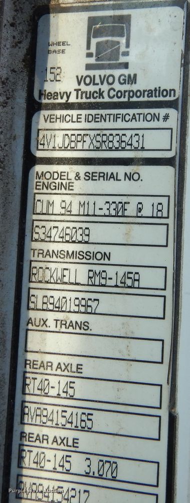 image for item DL6304 1995 White GMC WG  feed delivery truck