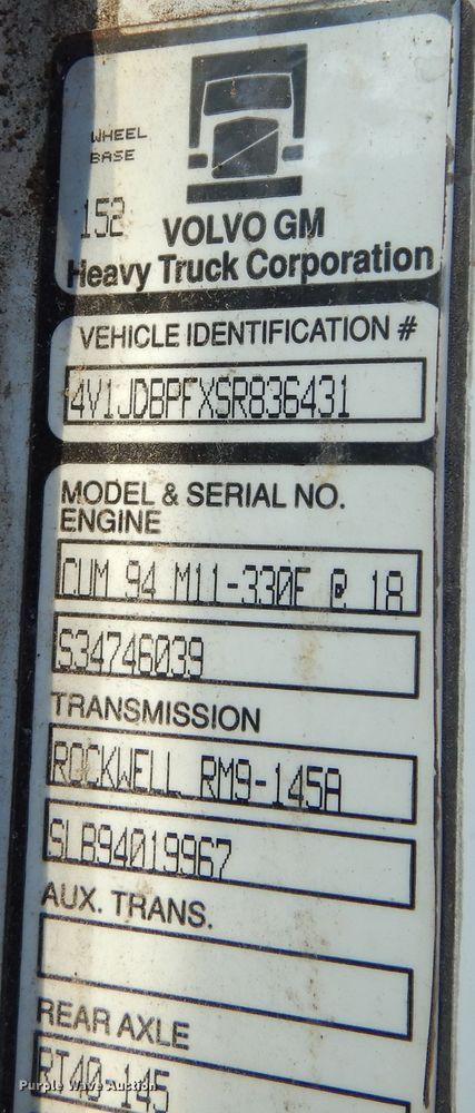 image for item DL6304 1995 White GMC WG  feed delivery truck