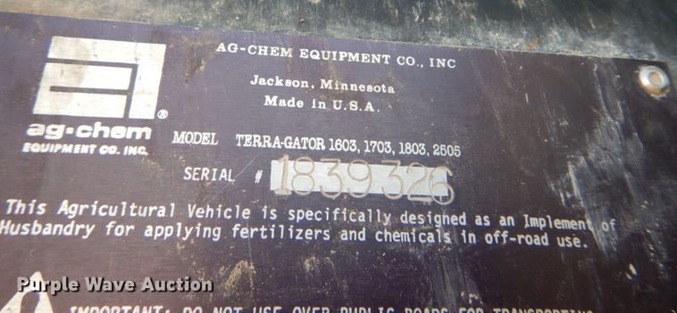 image for item JG9143 Ag-Chem TerraGator 1803  applicator cab and chassis