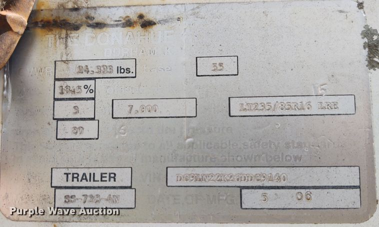 image for item DG3516 2006 Donahue  livestock trailer