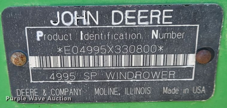 image for item DG3530 2007 John Deere 4995  windrower