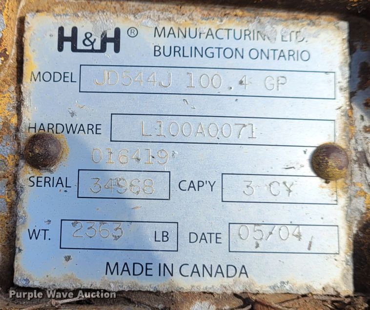 image for item DG3532 2001 John Deere 544H  wheel loader