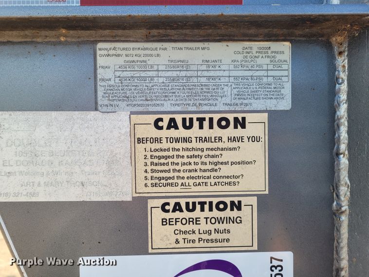 image for item DG3537 2009 Titan  equipment trailer